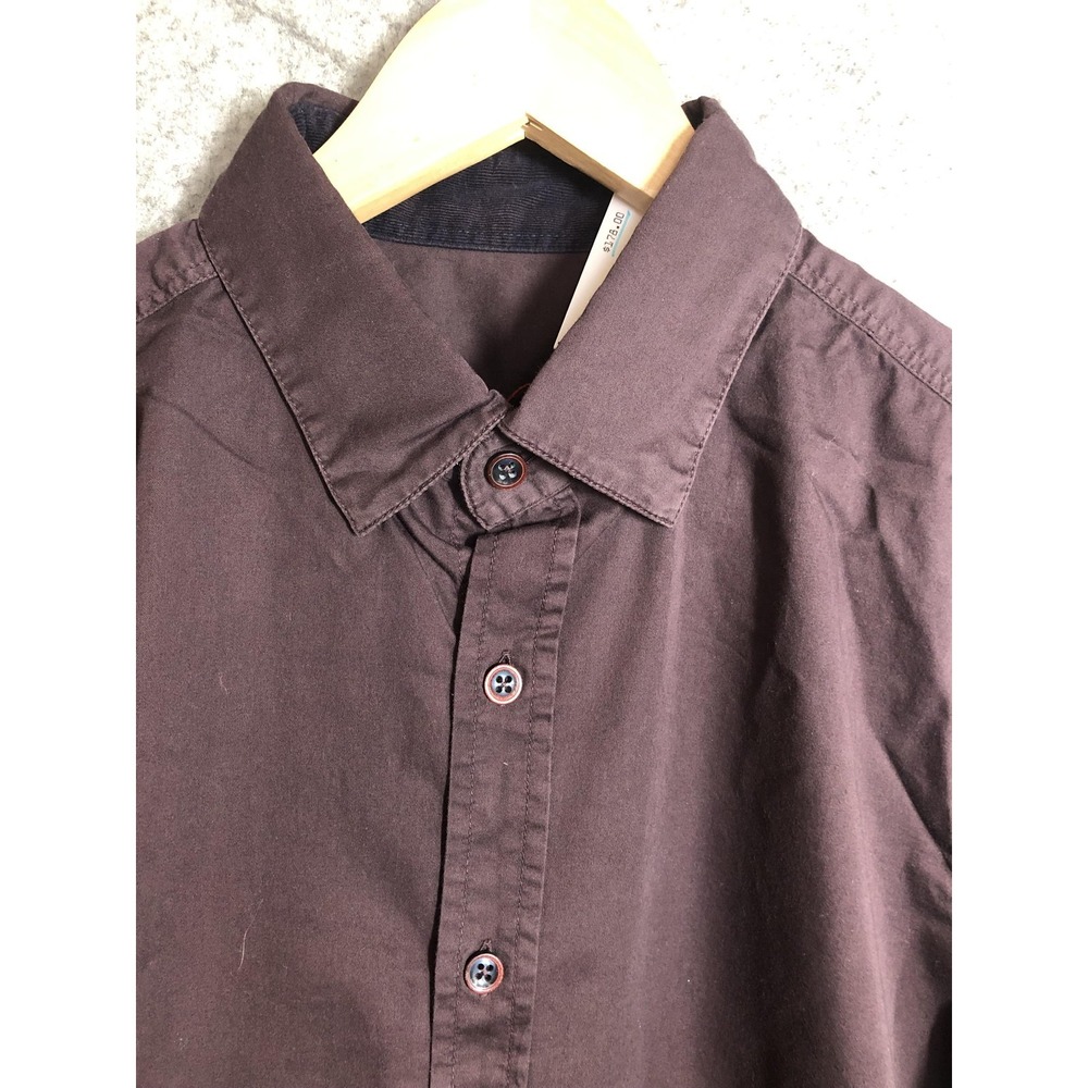 Robert Graham Shirt Mens Large Dark Burgundy Stretch Cotton Long Sleeve Classic